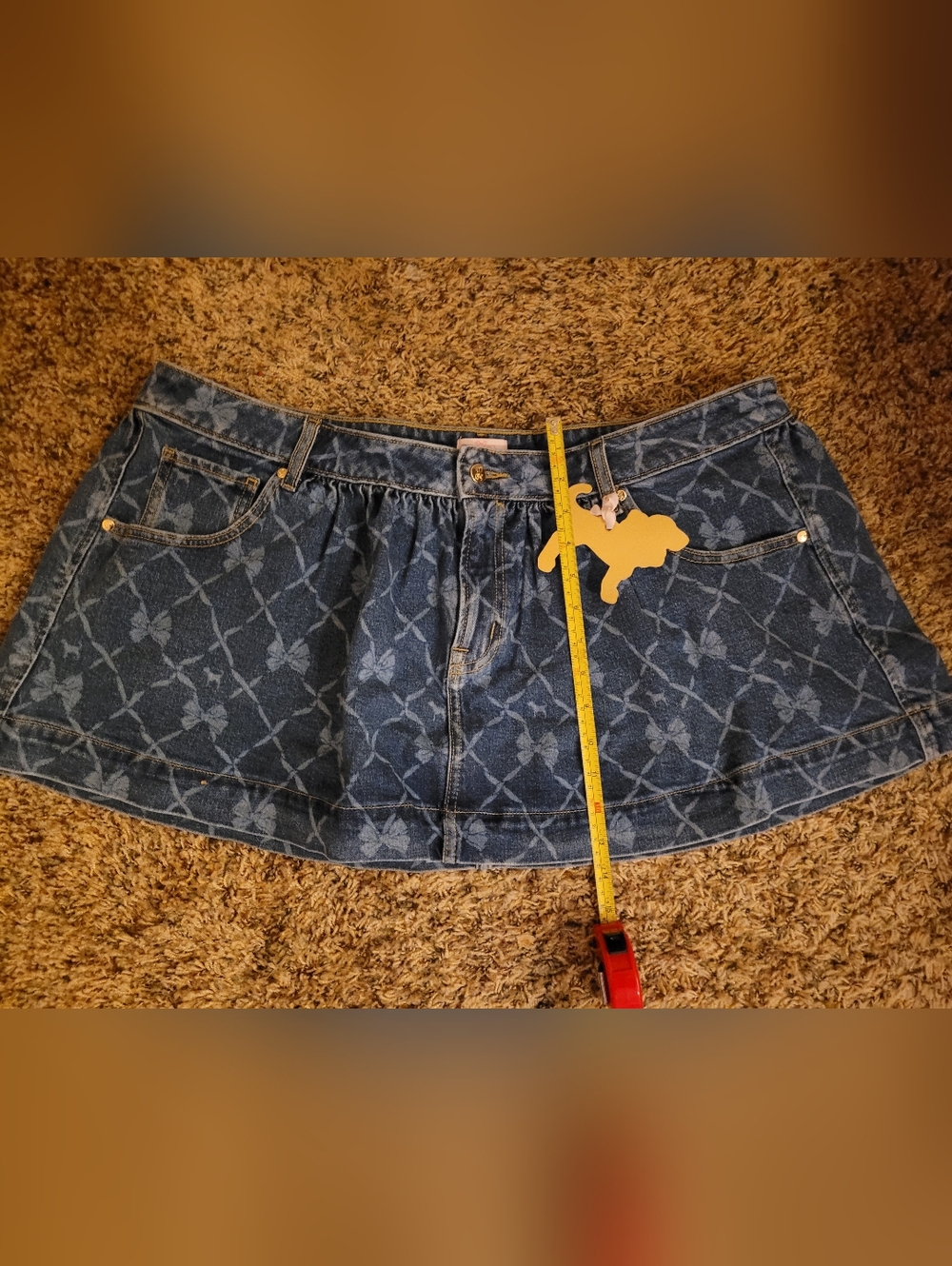 Victoria's Secret Pink × Loveshackfancy Micro Mini Bow Denim Skirt XXL NWT - Picture 9 of 9